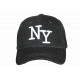 Casquette NY Noire Chiné Style Sweat Logo Brodé Blanc Baseball Homme Femme CASQUETTES Hip Hop Honour