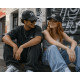 Casquette NY Noire Chiné Style Sweat Logo Brodé Blanc Baseball Homme Femme CASQUETTES Hip Hop Honour