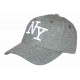 Casquette NY Grise Chiné Sweat Logo Brodé Blanc Baseball Homme Femme CASQUETTES Hip Hop Honour
