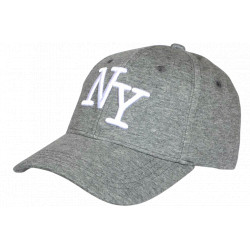 Casquette NY Grise Chiné Sweat Logo Brodé Blanc Baseball Homme Femme CASQUETTES Hip Hop Honour