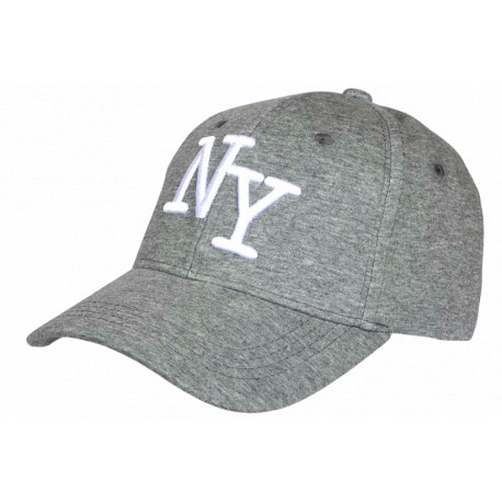 Casquette NY Grise Chiné Sweat Logo Brodé Blanc Baseball Homme Femme CASQUETTES Hip Hop Honour