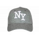 Casquette NY Grise Chiné Sweat Logo Brodé Blanc Baseball Homme Femme CASQUETTES Hip Hop Honour