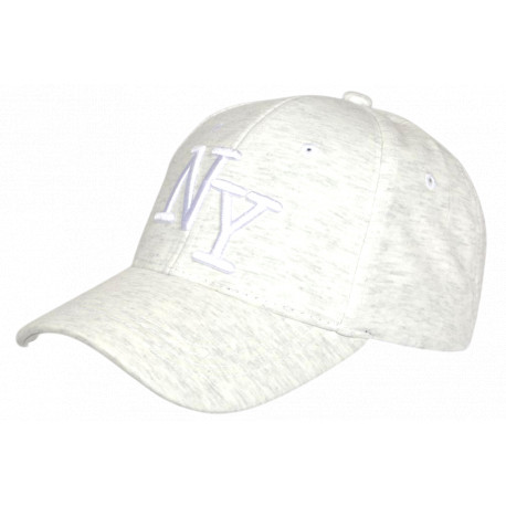 Casquette NY Gris Clair Chiné Sweat Logo Brodé Blanc Streetwear Homme Femme CASQUETTES Hip Hop Honour
