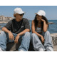 Casquette NY Gris Clair Chiné Sweat Logo Brodé Blanc Streetwear Homme Femme CASQUETTES Hip Hop Honour