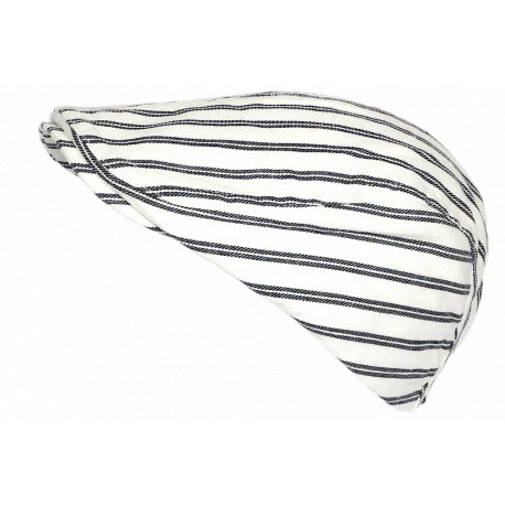 Béret Casquette Rayée Blanche et Bleue Marine Style Marin en Coton Kaelig CASQUETTES Nyls Création