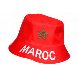 Chapeau Bob Maroc Rouge Drapeau Marocain Unisexe Supporter Reversible BOB Nyls Création