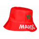 Chapeau Bob Maroc Rouge Drapeau Marocain Unisexe Supporter Reversible BOB Nyls Création