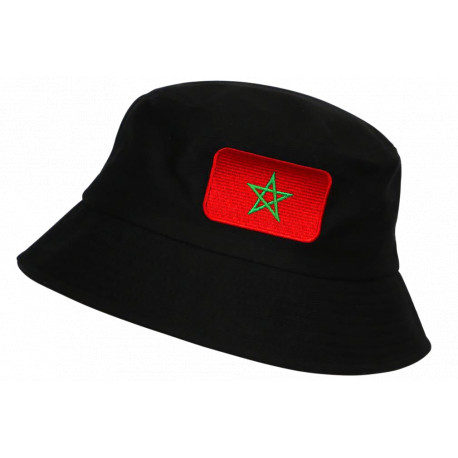 Bob Maroc Noir Rouge en Coton Drapeau Maroc Homme Femme BOB Nyls Création