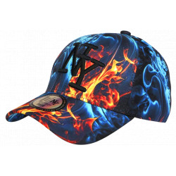 Casquette NY Flammes Orange et Bleue Print Feu Streetwear Baseball Fire CASQUETTES Hip Hop Honour