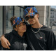Casquette NY Flammes Orange et Bleue Print Feu Streetwear Baseball Fire CASQUETTES Hip Hop Honour