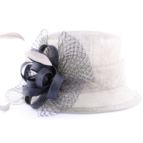 Chapeau Cérémonie Amarante Gris et Marine ANCIENNES COLLECTIONS divers