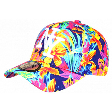 Casquette Enfant Fleurs Oranges Bleues Tropicales Phuket de 7 à 11 ans Casquette Enfant Hip Hop Honour
