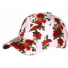 Casquette NY Roses Rouges Fond Rose Tropical Look Floral Exotique Aloha