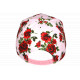 Casquette NY Roses Rouges Fond Rose Tropical Look Floral Exotique Aloha CASQUETTES Hip Hop Honour