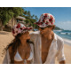 Casquette NY Roses Rouges Fond Rose Tropical Look Floral Exotique Aloha CASQUETTES Hip Hop Honour