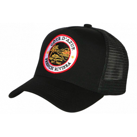 Casquette Côte d'Azur Noire French Riviera Style Yacht Club Trucker CASQUETTES Nyls Création