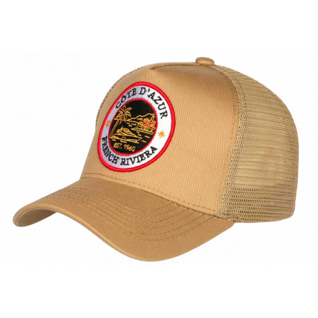Casquette Côte d'Azur Marron French Riviera Style Yacht Club Trucker CASQUETTES Nyls Création