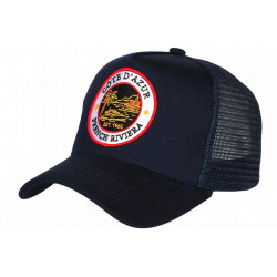 Casquette Côte d'Azur Bleu Marine French Riviera Style Yacht Club Trucker CASQUETTES Nyls Création