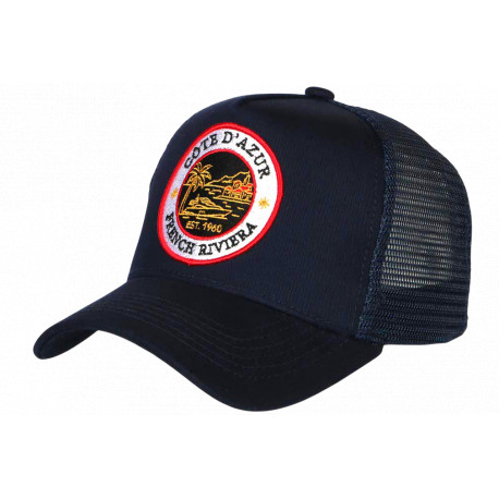 Casquette Côte d'Azur Bleu Marine French Riviera Style Yacht Club Trucker CASQUETTES Nyls Création