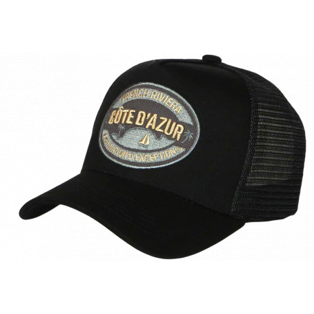 Casquette Côte d'Azur Noire Dorée French Riviera Classe Trucker CASQUETTES Nyls Création