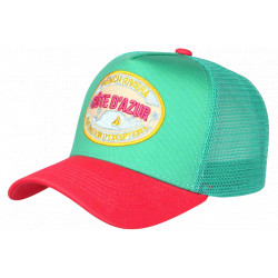 Casquette Côte d'Azur Turquoise et Rose French Riviera Classe Trucker CASQUETTES Nyls Création