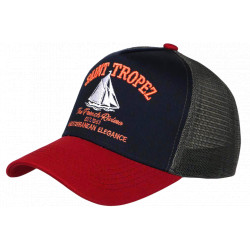 Casquette Saint Tropez Bleue et Rouge French Riviera Voilier Trucker CASQUETTES Nyls Création