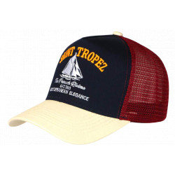 Casquette Saint Tropez Beige et Bleue French Riviera Voilier Trucker CASQUETTES Nyls Création