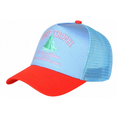 Casquette Saint Tropez Orange et Bleue French Riviera Voilier Trucker CASQUETTES Nyls Création