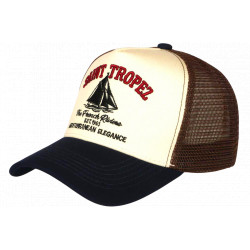 Casquette Saint Tropez Beige et Marron French Riviera Voilier Trucker CASQUETTES Nyls Création