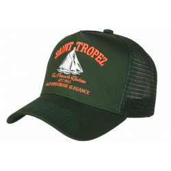 Casquette Saint Tropez Verte et Corail French Riviera Voilier Trucker CASQUETTES Nyls Création