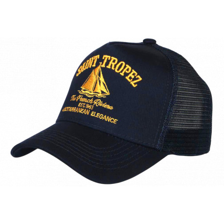 Casquette Saint Tropez Marine et Dorée French Riviera Voilier Trucker CASQUETTES Nyls Création