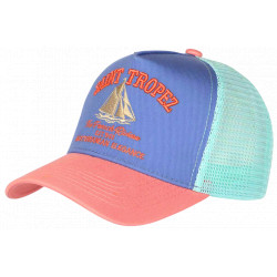 Casquette Saint Tropez Bleu Lavande Rose Pastel French Riviera Voilier Trucker CASQUETTES Nyls Création