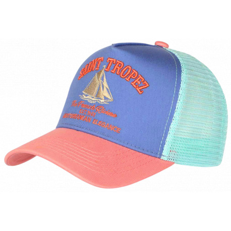 Casquette Saint Tropez Bleu Lavande Rose Pastel French Riviera Voilier Trucker CASQUETTES Nyls Création