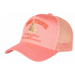 Casquette Saint Tropez Rose et Corail French Riviera Voilier Trucker CASQUETTES Nyls Création