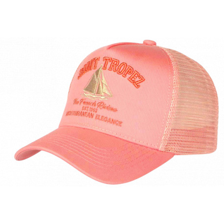 Casquette Saint Tropez Rose et Corail French Riviera Voilier Trucker CASQUETTES Nyls Création