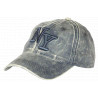 Casquette NY Grise Claire Vintage en Coton Délavé Washed Ajustable