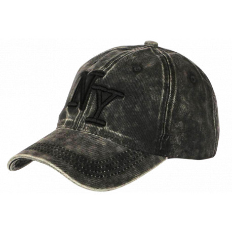 Casquette NY Noire Délavée Vintage en Coton Washed Ajustable CASQUETTES Hip Hop Honour
