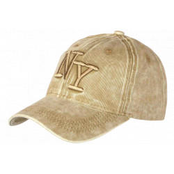 Casquette NY Marron Camel Vintage en Coton Homme Femme Rétro CASQUETTES Hip Hop Honour