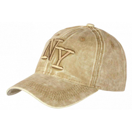 Casquette NY Marron Camel Vintage en Coton Homme Femme Rétro CASQUETTES Hip Hop Honour