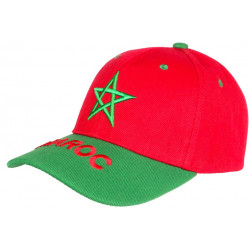 Casquette Enfant Maroc Rouge Etoile Verte Football de 6 à 11 ans Casquette Enfant Nyls Création