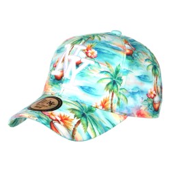 Casquette Enfant Bleue et Jaune Palmiers Noirs NY Tropicale Baseball 7 a 12 ans