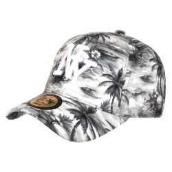 Casquette NY Enfant Fleurs Tropicales Palmiers Bleu Garçon Fille 6 à 12 Ans