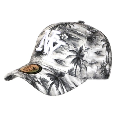 Casquette NY Enfant Fleurs Tropicales Palmiers Bleu Garçon Fille 6 à 12 Ans