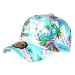 Casquette NY Enfant Plage Tropicale Palmiers Orange Bleu 6-12 Ans