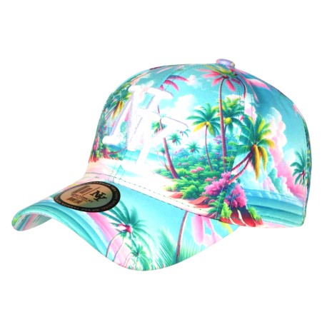 Casquette NY Enfant Plage Tropicale Palmiers Orange Bleu 6-12 Ans