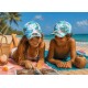 Casquette NY Enfant Plage Tropicale Palmiers Orange Bleu 6-12 Ans