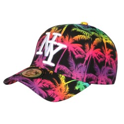 Casquette NY Plage Tropicale Turquoise Rose Palmiers Homme Femme