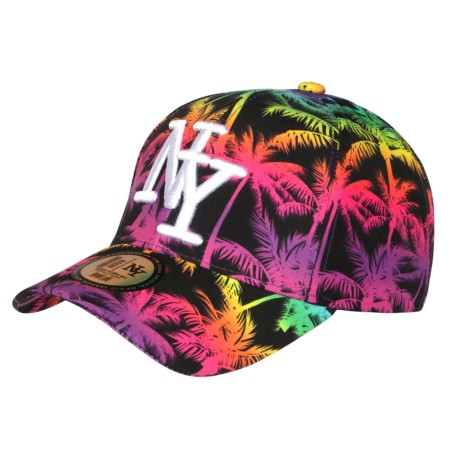 Casquette NY Plage Tropicale Turquoise Rose Palmiers Homme Femme