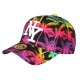 Casquette NY Enfant Tropicale Palmiers Turquoise Rose Plage 6-12 Ans