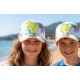 Casquette NY Enfant Palmiers Tropicaux Blanche Turquoise 6-12 Ans